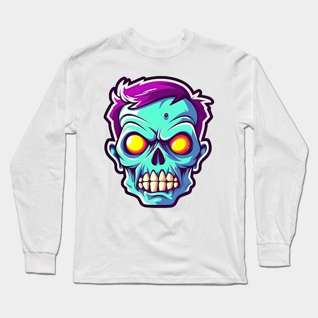 Cartoon zombie head. Long Sleeve T-Shirt by AndreKENO